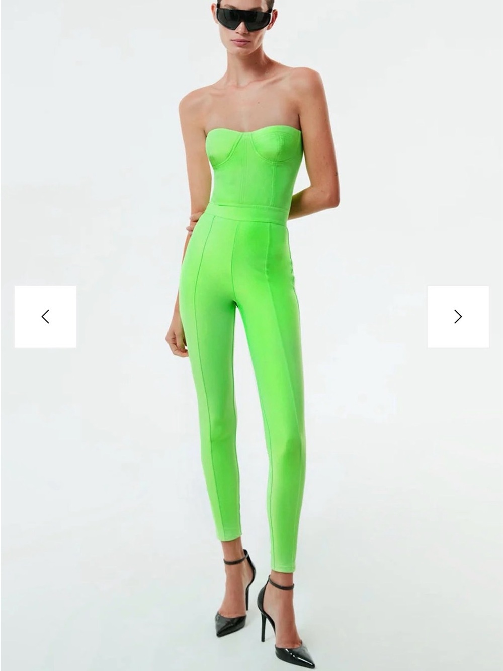 🔥🔥Neon Green Strapless Bustier Jumpsuit